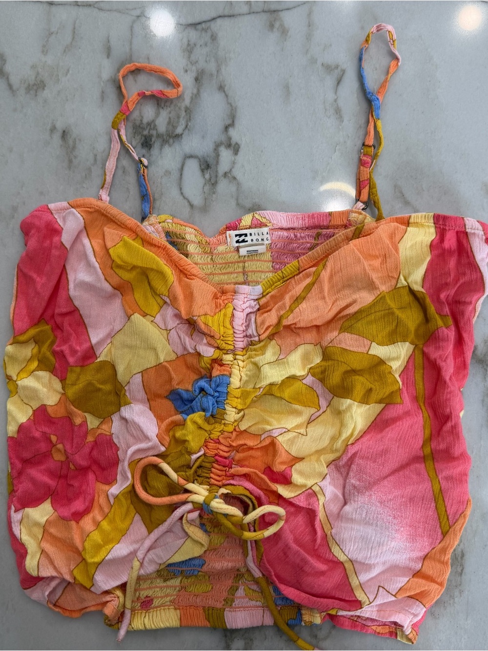 Billabong Pink Multi Floral Ruched Cami